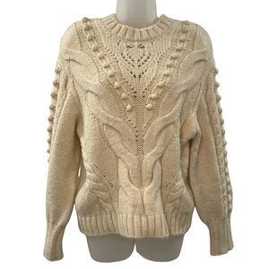 Mango Cream Cable Sweater Size XS